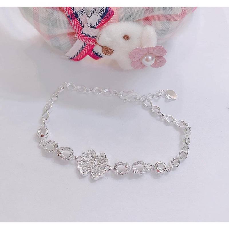 Lắc tay / Vòng tay bạc nữ cỏ 4 lá dày dặn Lily chất liệu bạc ta
