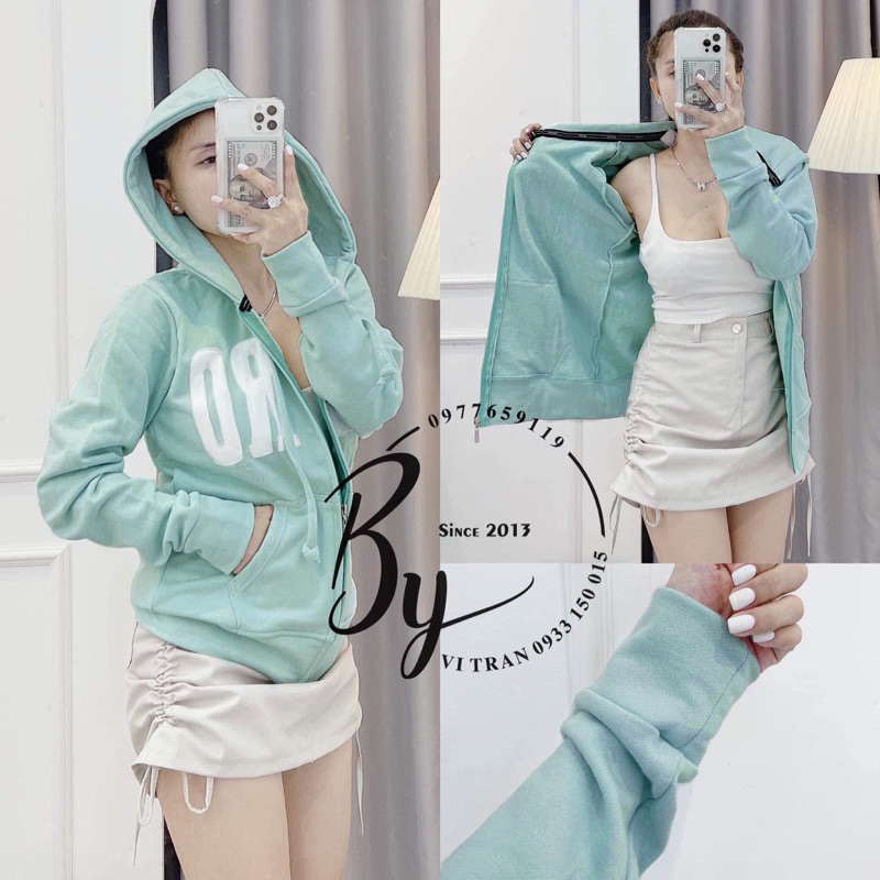 Áo Khoác Nữ BUBGUM Chữ Thêu AERO Chất Liệu Thun Gân 4 Túi Freesize 60kg | BigBuy360 - bigbuy360.vn