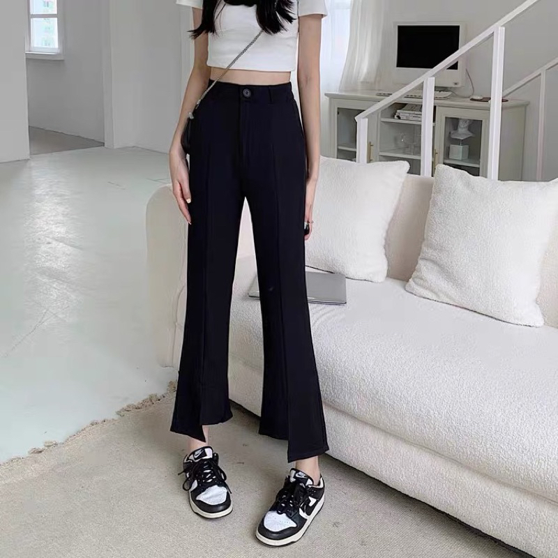 Quần Dài Lưng Cao Ôm Dáng Xẻ Tà