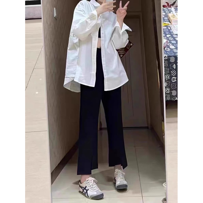 Quần Dài Lưng Cao Ôm Dáng Xẻ Tà