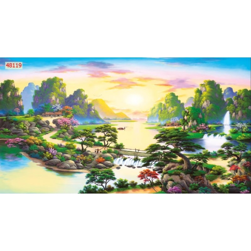 Tranh dán tường đồng quê việt nam in vải lụa có in theo kt Z@ Lô:0*9*6*7*9*5*9*3*9*9