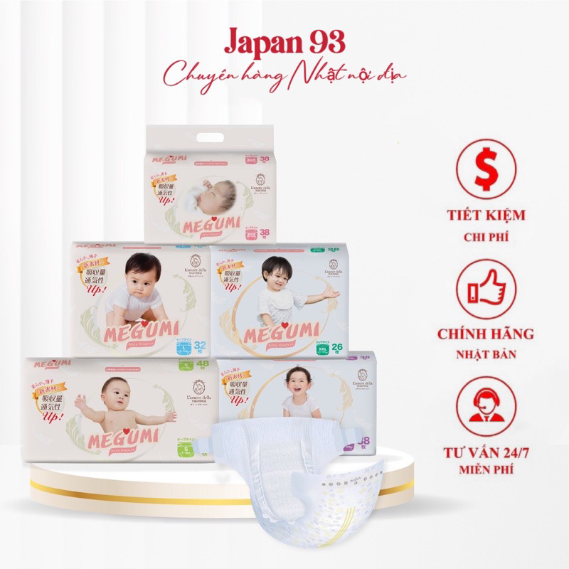 BỈM DÁN/QUẦN MEGUMI NỘI ĐỊA NHẬT BẢN CÁC SIZE NB38/S48/M42/L44/XL38/XXL26