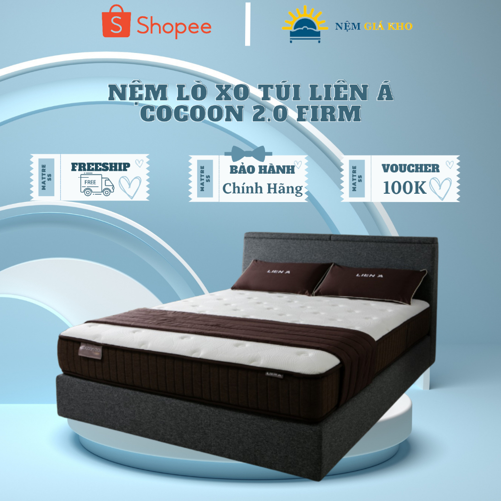 Nệm Lò Xo Túi Liên Á Cocoon 2.0 Firm - Bảo Hành 10 Năm