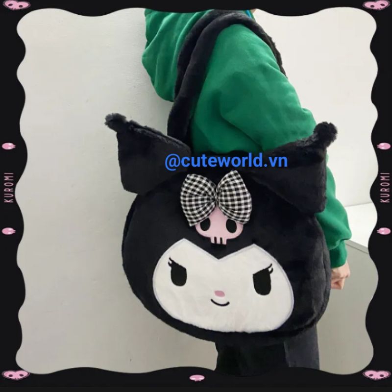 Túi Đeo Vai Túi Xách Kuromi Đáng Yêu Lông Nhung