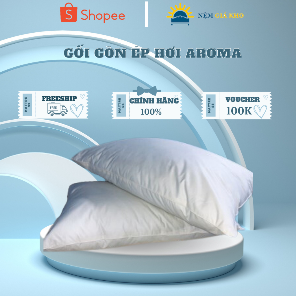 Gối Gòn Aroma Ép Hơi Cao Cấp, Hàng Chính Hãng, Nằm Cực Êm