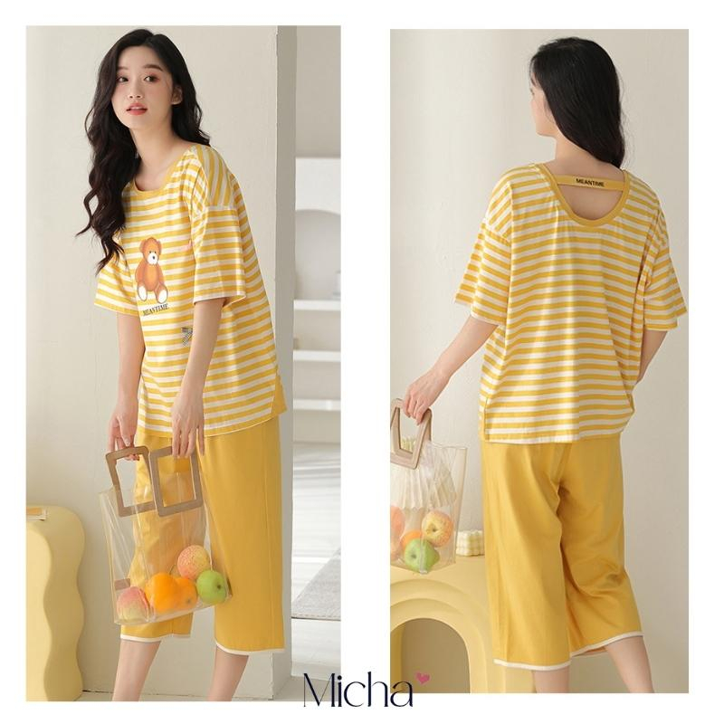 Bộ đồ mặc nhà nữ dáng lửng vải cotton spandex cao cấp B40  - Micha