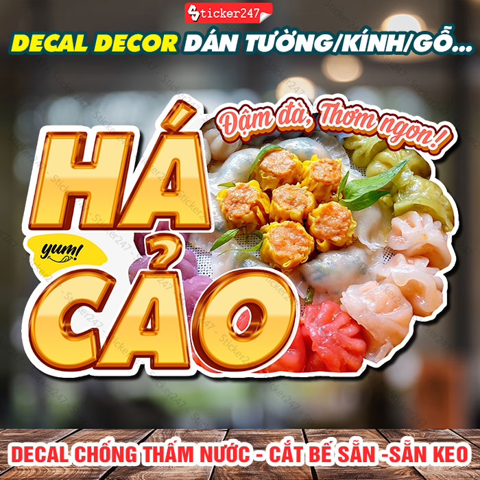 Decal Trang Trí Há Cảo Ngũ Sắc 🌈 Hình Dán Há Cảo Dán Xe Ăn Vặt, Quán Trà Sữa - Decal Dán Tường Chống Nước