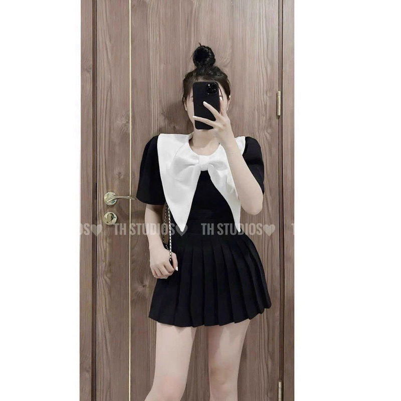 Áo kiểu cổ nơ chất tuyết mưa siêu xinh, Áo kiểu dễ phối