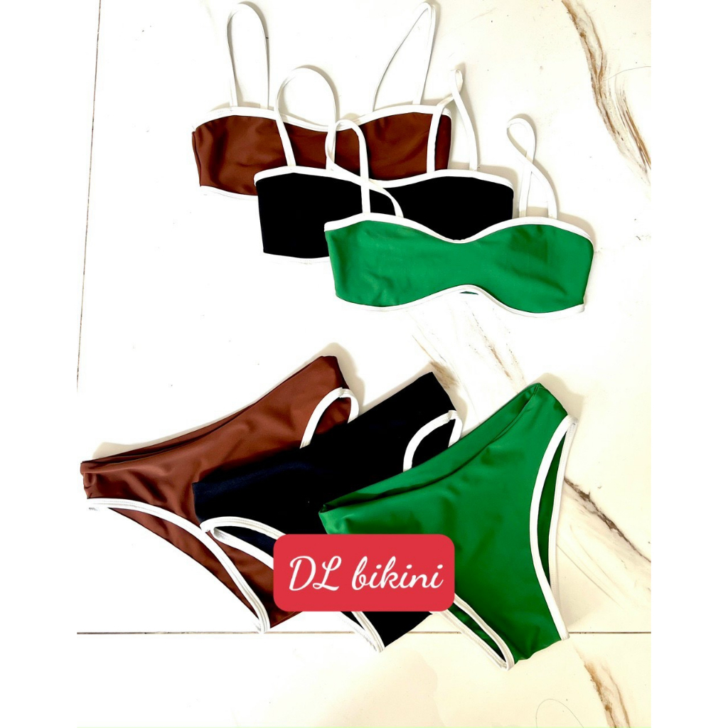 Đồng giá 79k_bikini 2 món tam giác viền trắng sexy phối đồ đi biển