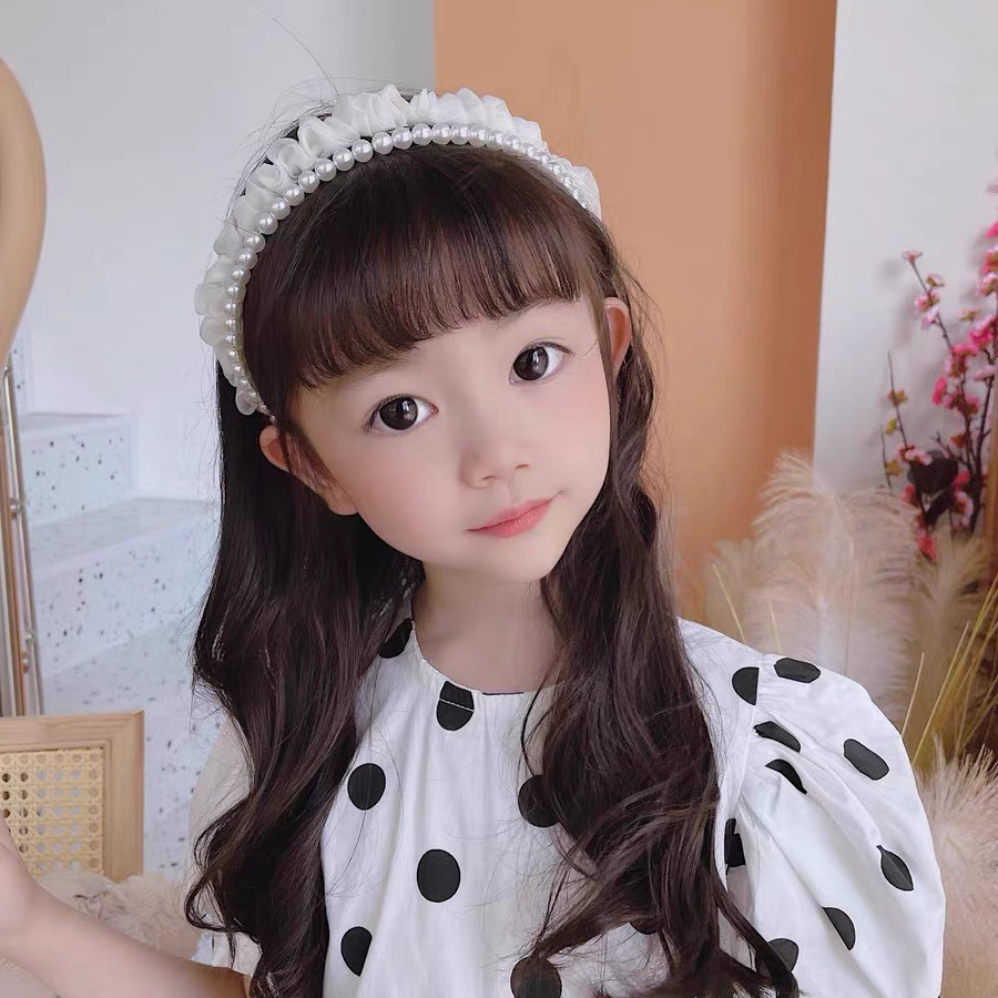 Bờm tóc bé gái voan nhún phối trai nhân tạo bồng bềnh tiểu thư Y012-8