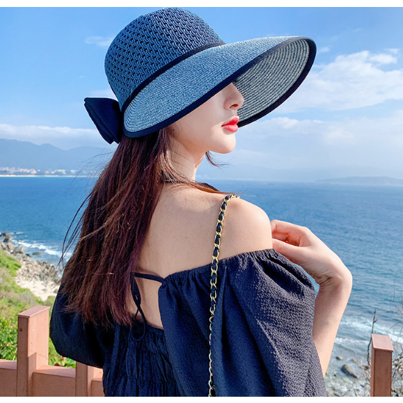 Mũ rộng vành chống nắng thắt nơ thời trang, nón nữ cao cấp