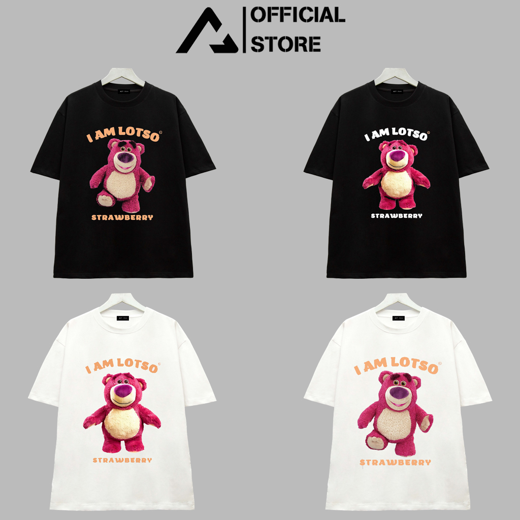 Áo Thun Nam Nữ Hình gấu Lotso. 2 mẫu Áo Đen - Trắng có chất Cotton 100%