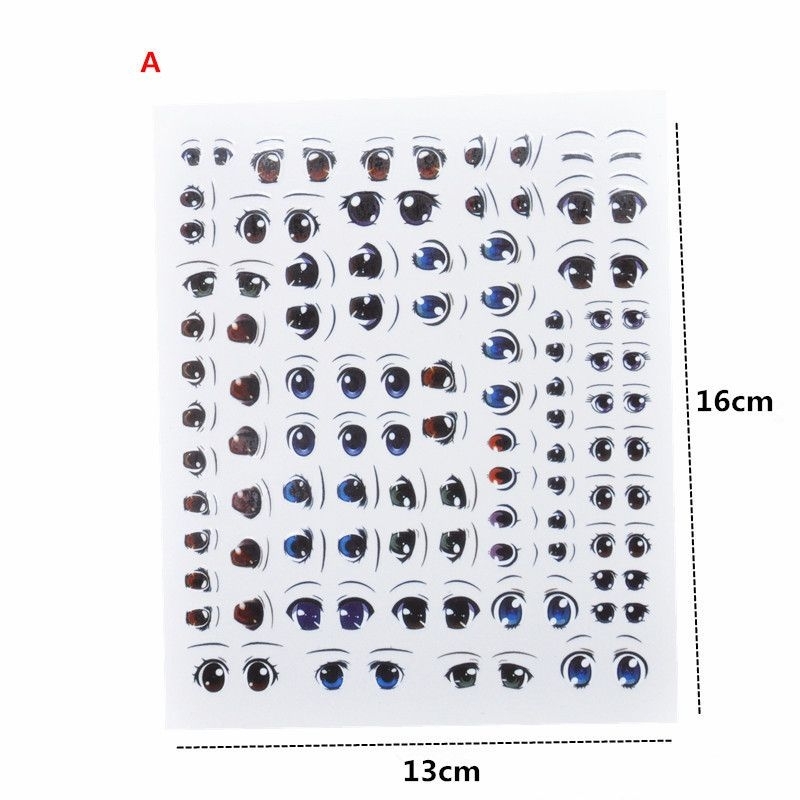 Decal nuớc hình dán mắt chibi làm figure
