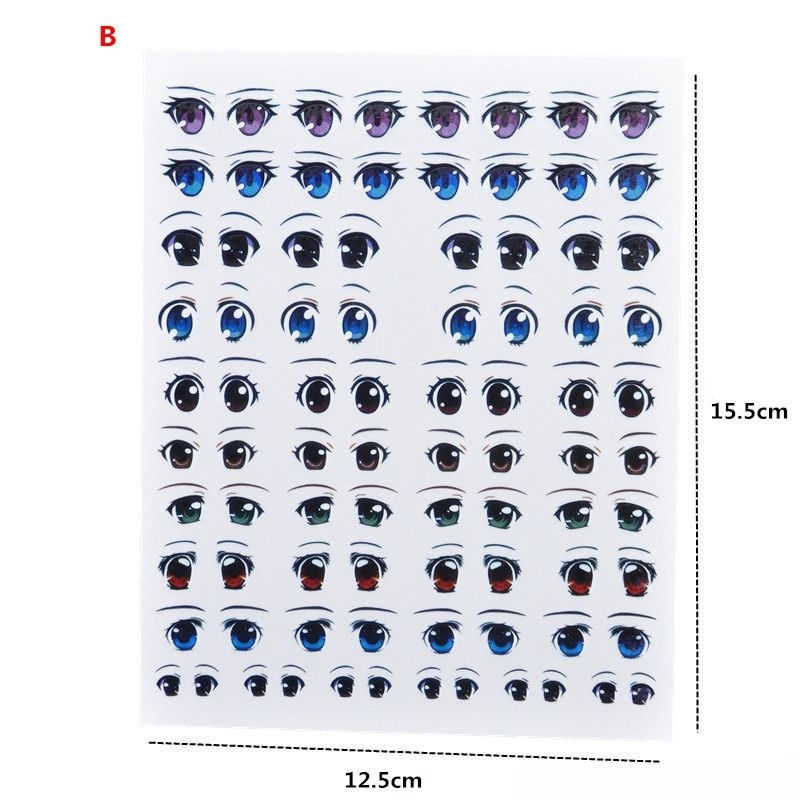 Decal nuớc hình dán mắt chibi làm figure