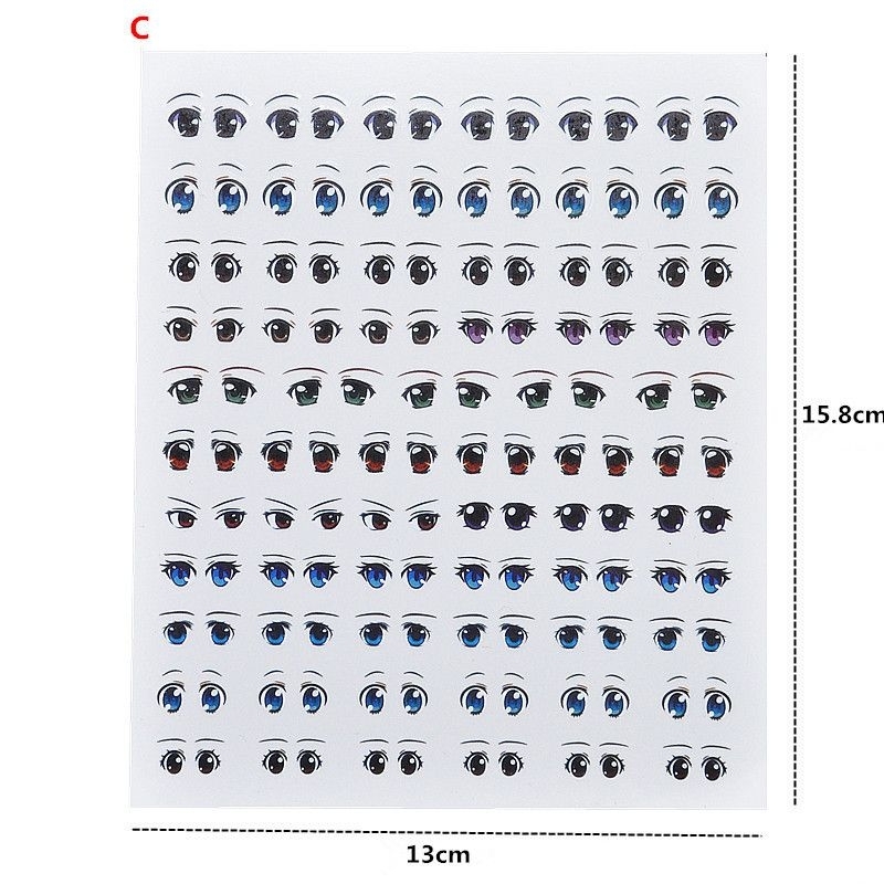 Decal nuớc hình dán mắt chibi làm figure