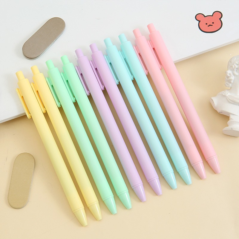Bút Bi Bấm 0.5mm Mực Gel Vỏ Màu Macaron Dễ Thuơng