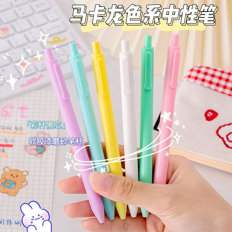 Bút Bi Bấm 0.5mm Mực Gel Vỏ Màu Macaron Dễ Thuơng