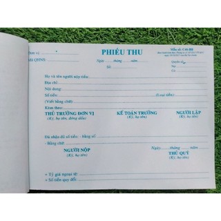 PHIẾU THU KHỔ 13X19CM, KHỔ A5 (1 LIÊN/100 TỜ - 2 LIÊN/100 TỜ - 3 LIÊN/150 TỜ)