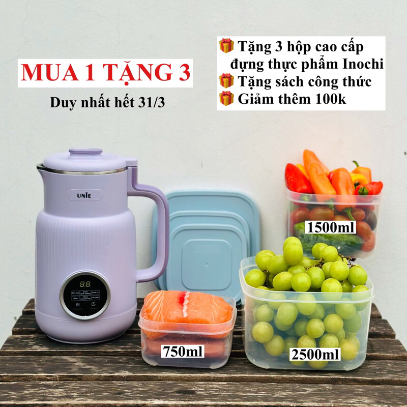 MÁY LÀM SỮA HẠT MINI UNIE UBM08 tăng bộ hộp inochi Hàng chính hãng BH 24 tháng