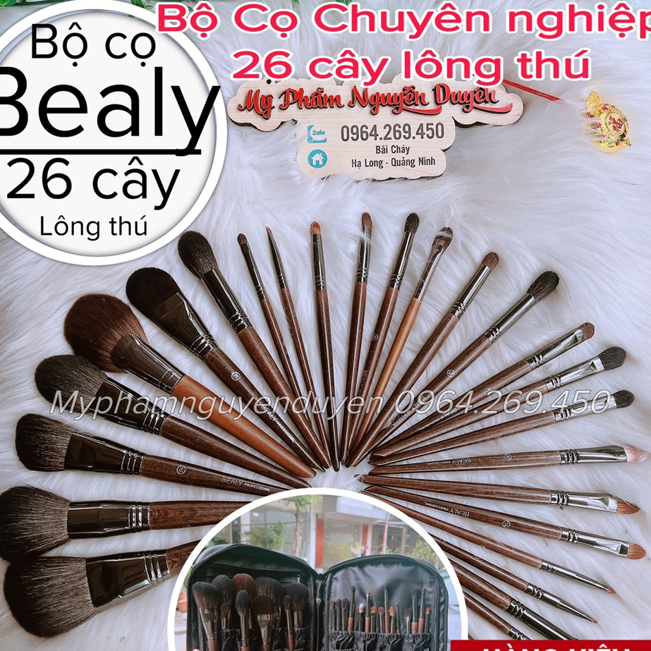 {Mẫu mới}Bộ cọ trang điểm chuyên nghiệp lông thú Bealy 26 cây xịn xò thân gỗ Myphamnguyenduyen