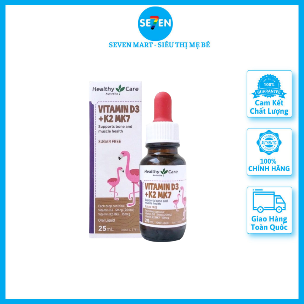 Vitamin D3 K2 MK7 Healthy Care Úc 25ml Cho Trẻ Sơ Sinh