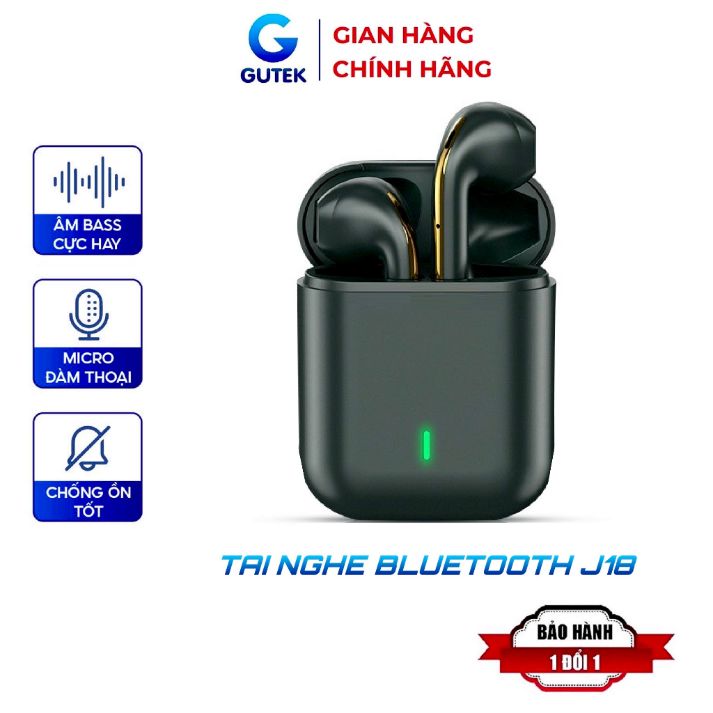 Tai nghe bluetooth không dây Gutek J18 v5.2 IPX5 chạm cảm ứng bass mạnh có mic đàm thoại