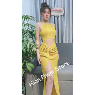 Đầm body cột dây cổ khoét hỡ eo xẽ tà gợi cảm DN7570