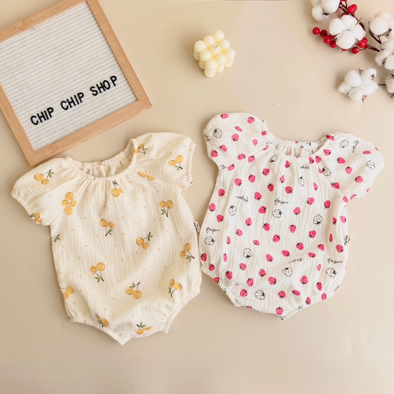 Body cộc tay xô muslin mềm mát bé gái