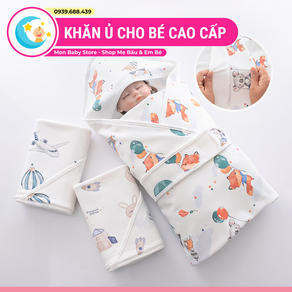 Khăn ủ cho bé sơ sinh 85cm x 85cm vải cotton mềm mại, dùng làm khăn quấn bé sơ sinh giữ ấm, chăn đắp điều hòa