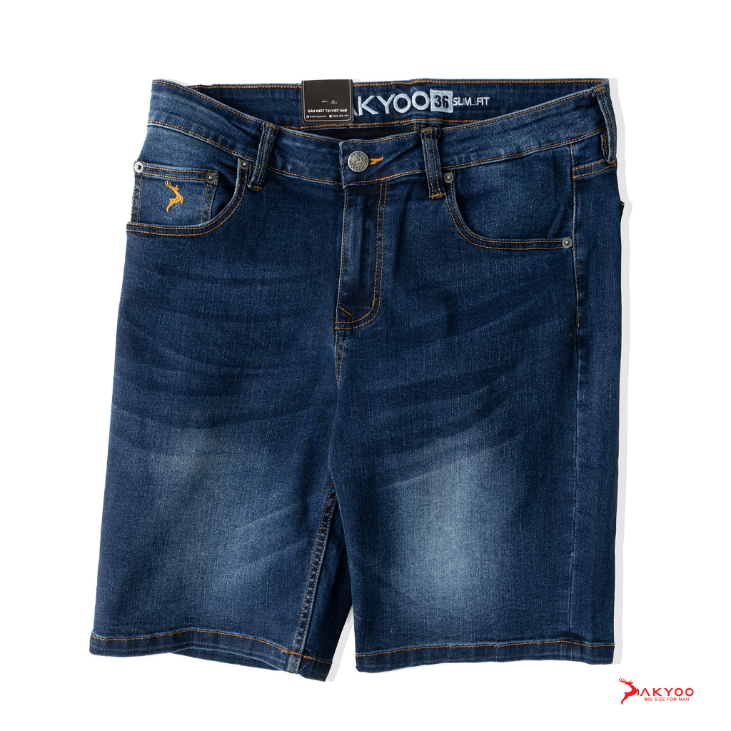 Quần Sooc Jean Big Size Nam 80-140kg AKYOO - Chất Jean Mền Mại Co Giãn 04 Chiều Size Đại Cho BigSize Việt SJ A8