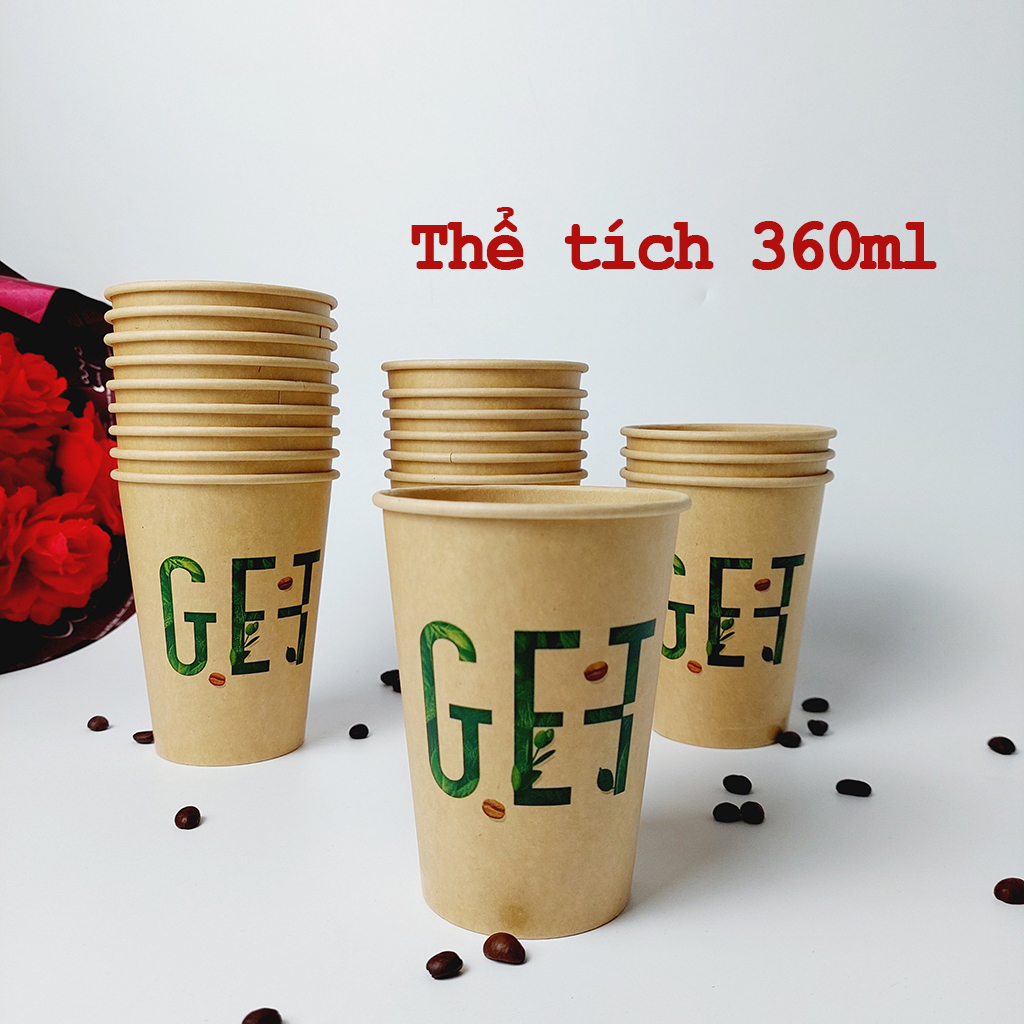 50 cốc giấy 360ml - 12oz GET nâu ly giấy NHẬP KHẨU HÀN QUỐC