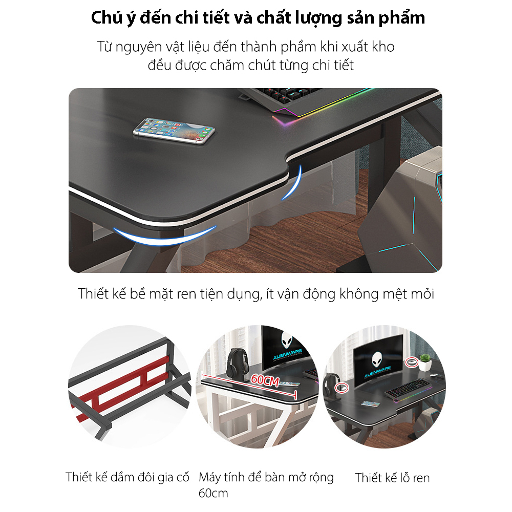 Bàn làm việc Gaming FUNA chân U,K,Z thiết kế hiện đại, chân to 40x40mm, co 2 thanh sắt đỡ bàn, mặt bàn bo góc. | BigBuy360 - bigbuy360.vn