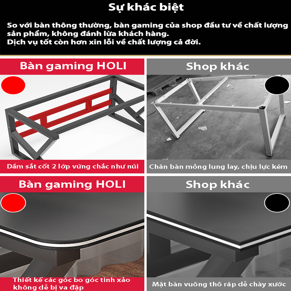 Bàn làm việc Gaming FUNA chân U,K,Z thiết kế hiện đại, chân to 40x40mm, co 2 thanh sắt đỡ bàn, mặt bàn bo góc. | BigBuy360 - bigbuy360.vn