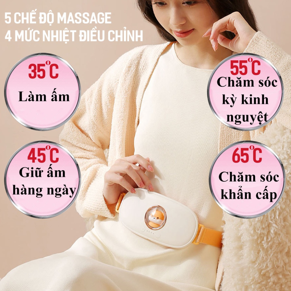 Đai Massage Bụng M28 - Có Hộp Quà Tặng - Máy Massage Đau Bụng Kinh - 4 Chế Độ Làm Ấm - Giảm Đau Hiệu Quả