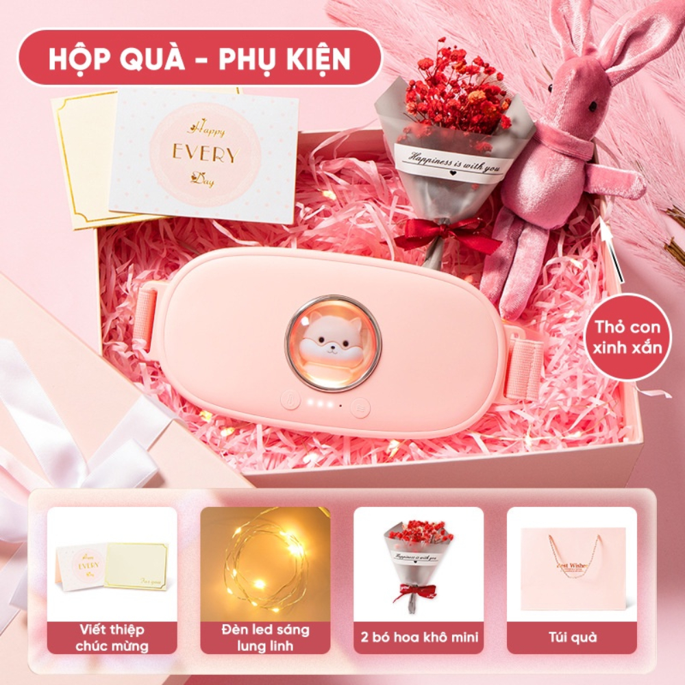 Đai Massage Bụng M28 - Có Hộp Quà Tặng - Máy Massage Đau Bụng Kinh - 4 Chế Độ Làm Ấm - Giảm Đau Hiệu Quả