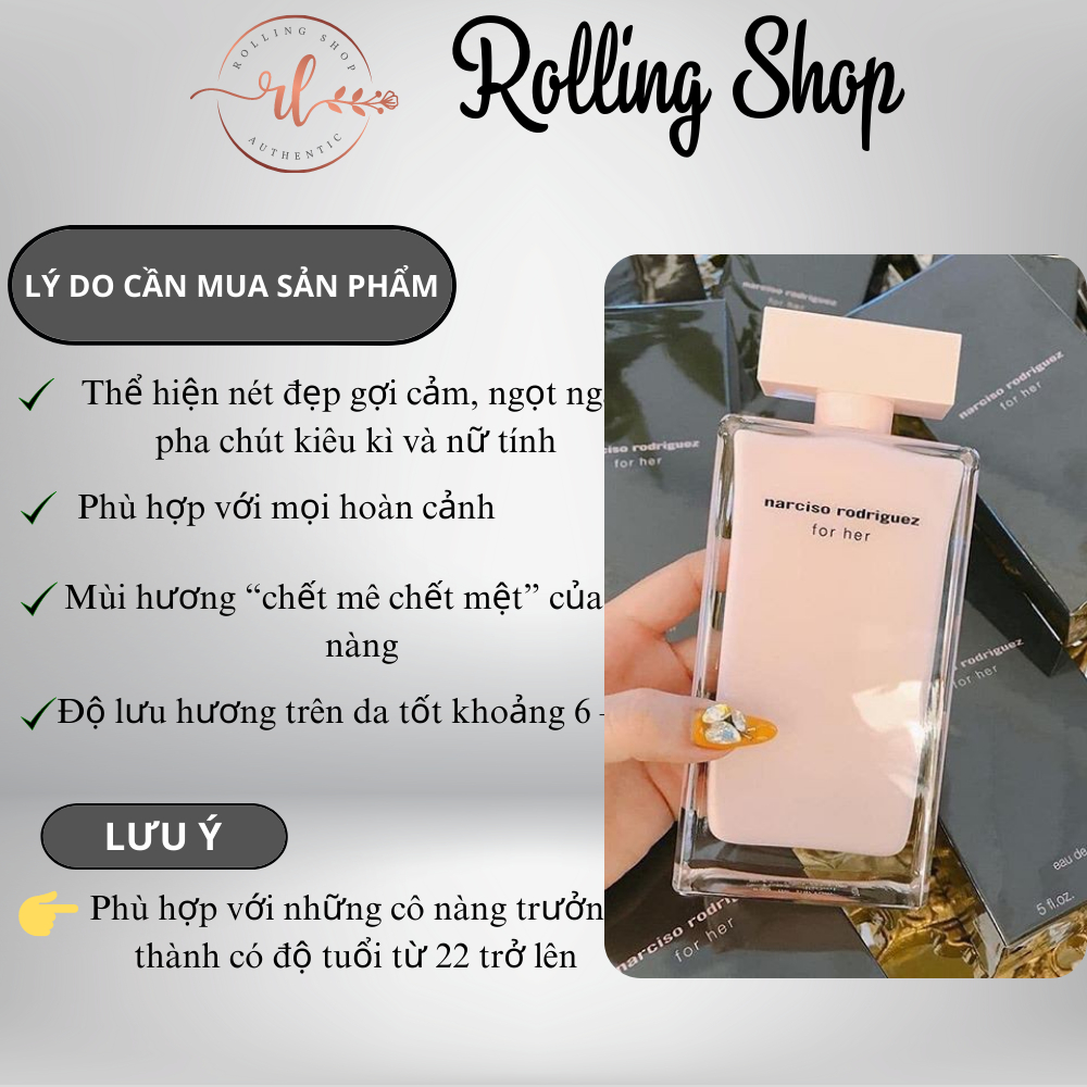 Nước hoa nữ Narciso hồng chiết 10ml chính hãng thơm lâu – Dầu thơm nữ lưu hương lâu dịu dàng quyến rũ - Rolling Shop