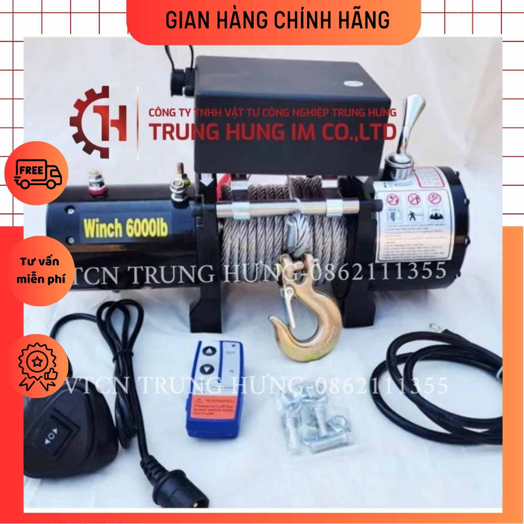 Tời điện 12V, Tời Kéo Xe 12V 4500LBS 10M - Hàng chính hãng