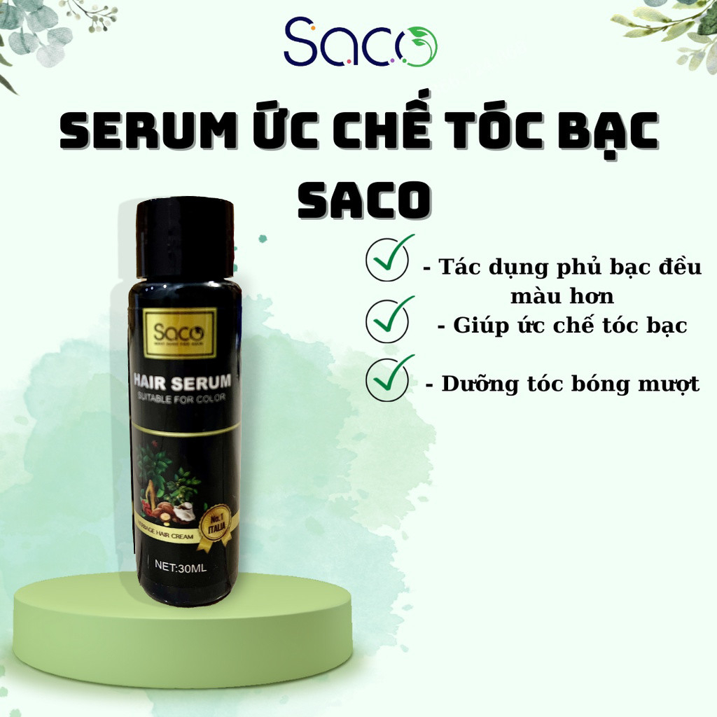 Serum ức chế tóc bạc Saco - làm phủ bạc và đều màu tóc 30ml