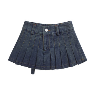 Váy ngắn nữ xếp li 2000 jean mini skirt màu xanh - Onism