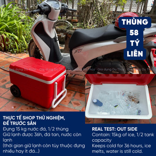 Thùng Đá Vuông Có Bánh Xe Happy Cooler,Dung Tích 58L,Giữ Lạnh 3 Ngày, Nhựa Chính Phẩm Cứng Cáp Của Gia Dụng Du Thủy