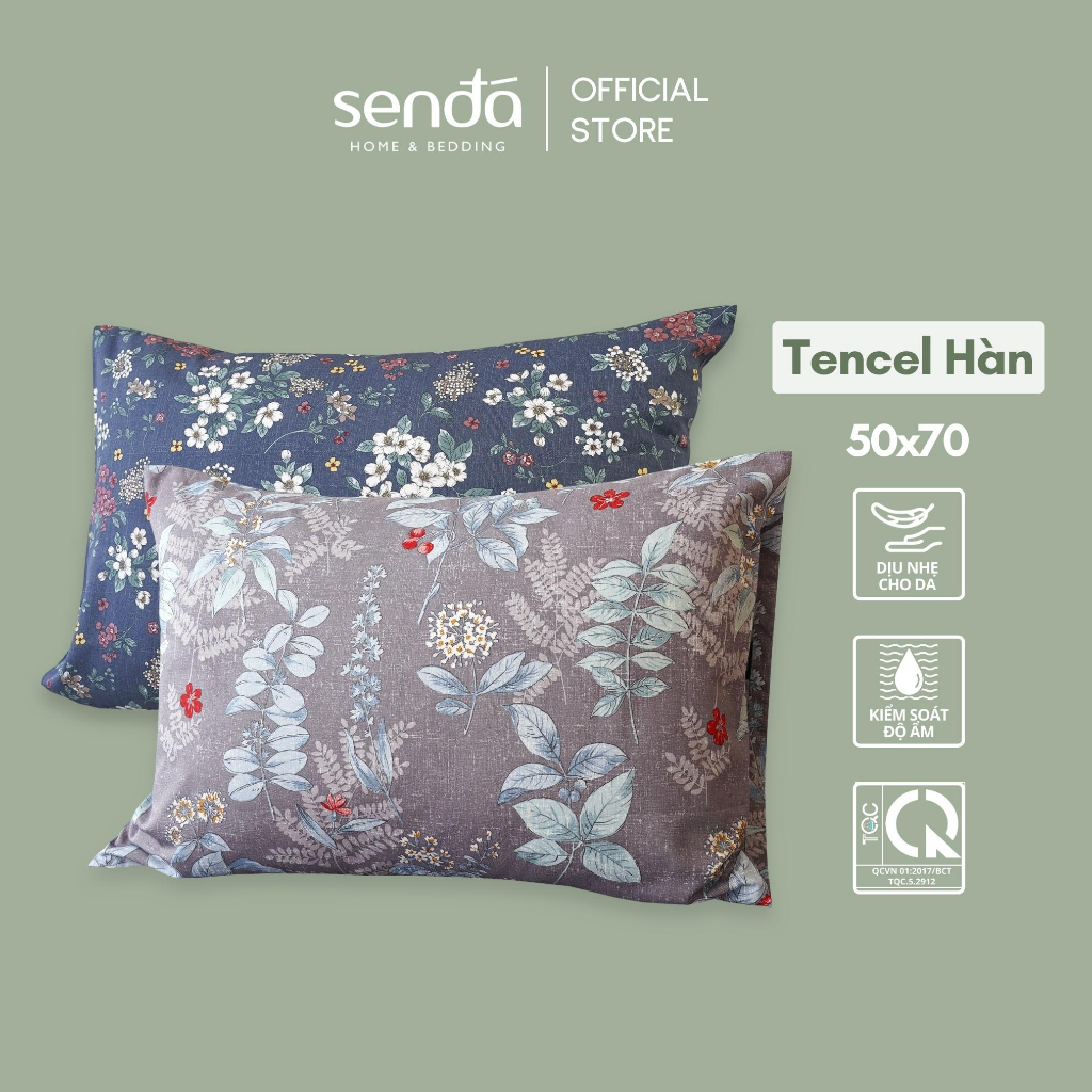 Vỏ gối nằm Tencel Hàn Quốc 50x70 cm Sen Đá Home Bedding, áo gối, bao gối nằm họa tiết