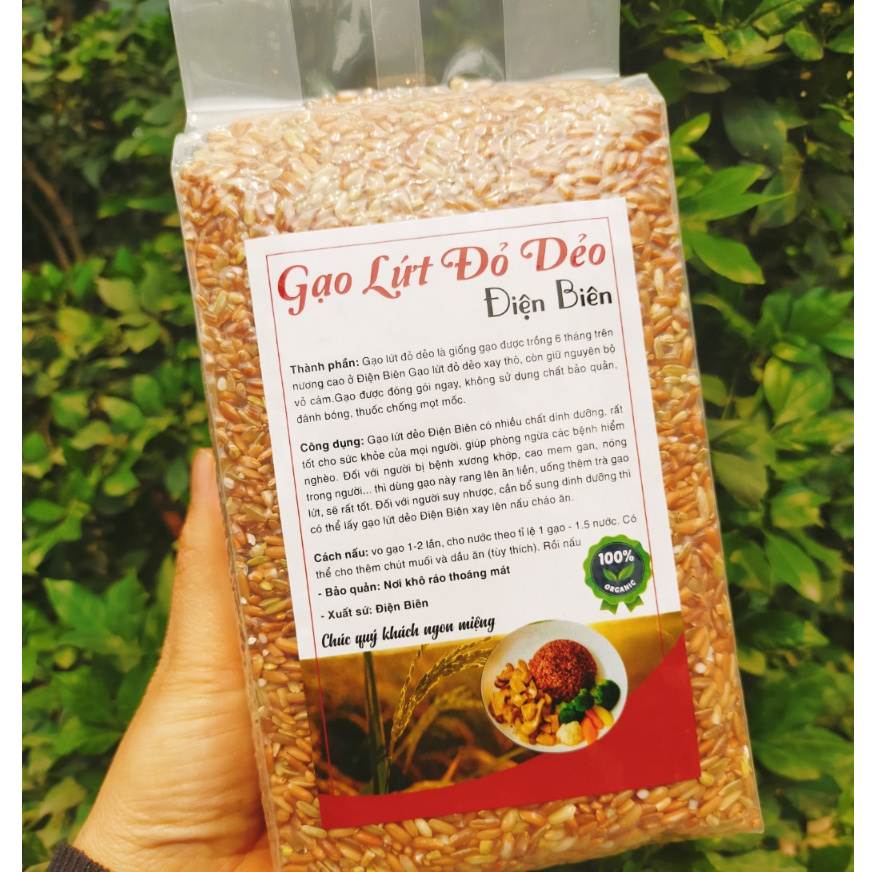 Gạo lứt đỏ dẻo Điện Biên 1kg, gạo lức dẻo nấu không cần ngâm ăn giảm cân