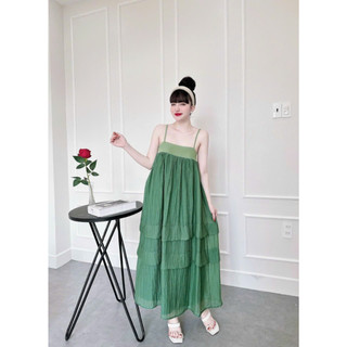 Đầm váy dài maxi nữ áo 2 dây, chất tằm gãy 2 lớp dày dặn dành cho các bạn nữ đi biển, đi chơi siêu xinh xắn
