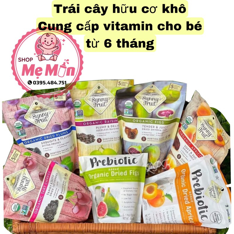 Trái Cây hữu cơ cực mềm cho bé từ 7 Tháng.Mận/nho/cherry/sung/mơ Sunny fruit. Trái cây cung cấp vitamin cho bé