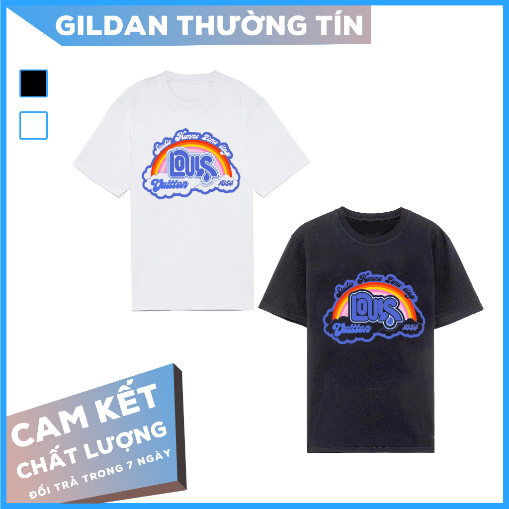 Áo phông LV Cầu Vồng Rainbow Printed | Mẫu mới 2023, chất vải co dãn Cao Cấp ,Áo thun LV chất liệu cotton in nổi sắc nét