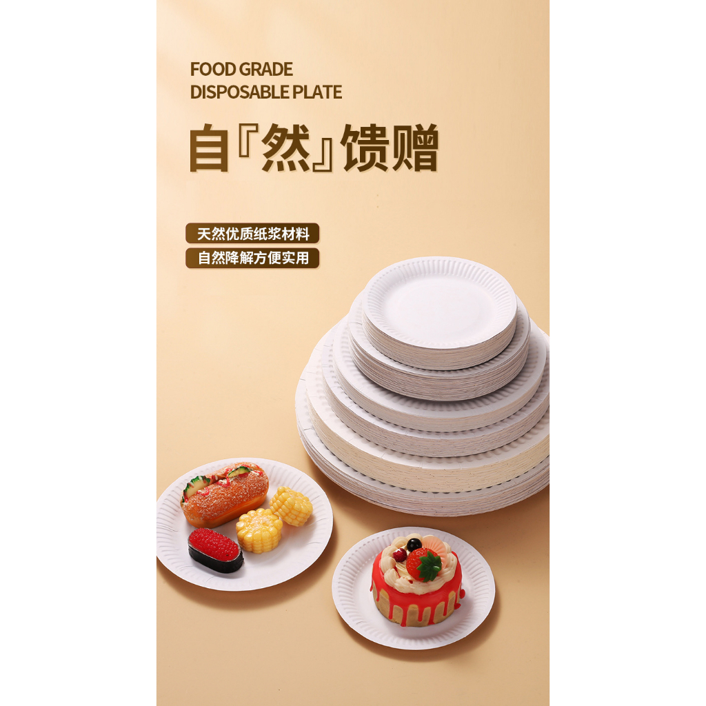 set 10 đĩa giấy bày đồ ăn tại các bữa tiệc, dã ngoại, vẽ thủ công sáng tạo...