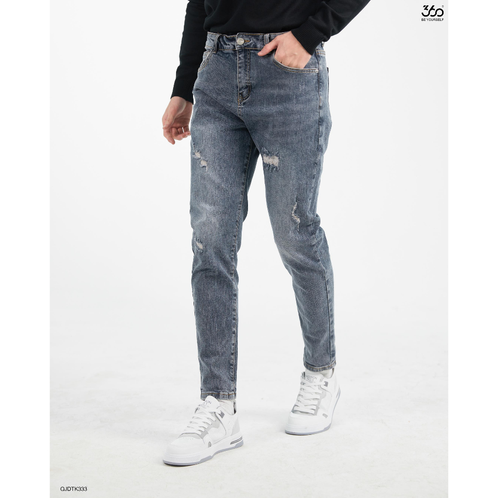 Quần jeans nam dáng dài trẻ trung thương hiệu 360 BOUTIQUE chất liệu cao cấp - QJDTK333