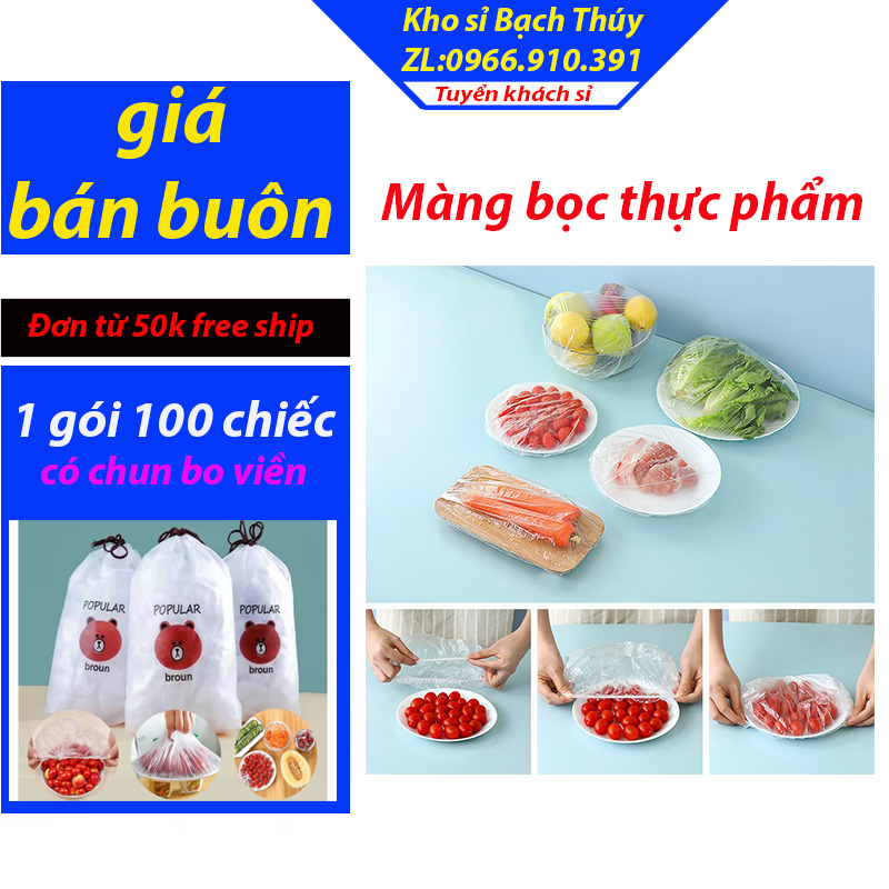 Màng bọc thực phẩm có chun bo viền, túi đựng gói trùm thức ăn chống ruồi muỗi bảo quản vệ sinh thực phẩm để tủ lạnh