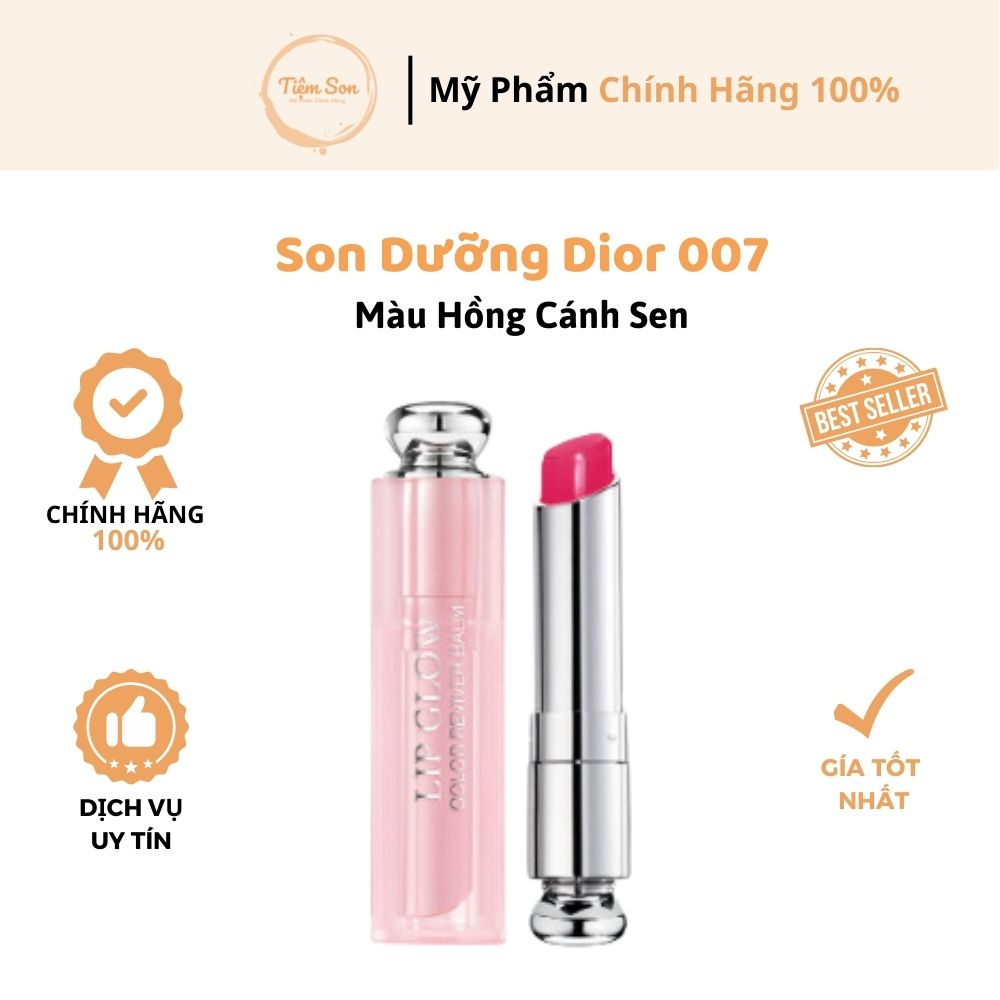 Son Dưỡng Dior 007 Màu Hồng Cánh Sen, Căng Bóng Môi, Tạo Độ Ẩm Hàng Chính Hãng 100%