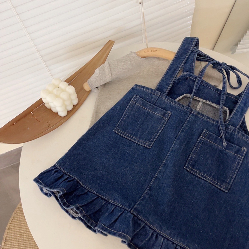Set 3 chi tiết váy yếm Jeans cho bé gái 1-5 Tuổi, váy cho bé gái gồm: áo trong, yếm, kính HONGVYBABY